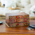 Decoupage jewelry box, 'Huichol Enchantment' - Huichol Theme Decoupage on Pinewood Jewelry Box with 3 Decks