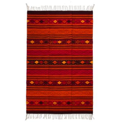 Zapotec wool rug, 'Fiery Embers' (4.5x6.5) - Handwoven Red 4.5 x 6.5-Foot Authentic Zapotec Rug