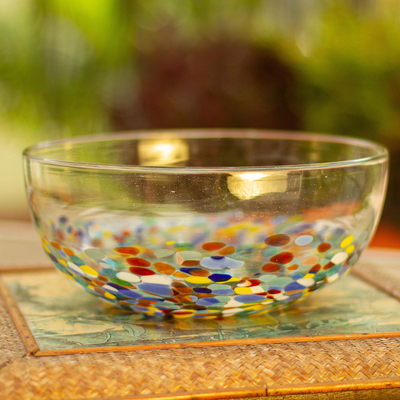 Blown glass serving bowl, Confetti Festival