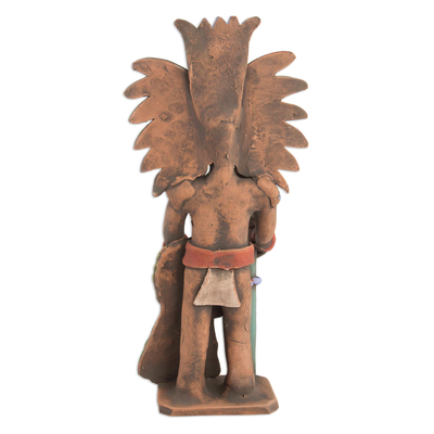 Ceramic sculpture, 'Priest of Quetzalcoatl' - Signed Artisan Crafted Aztec Ceramic Sculpture from Mexico