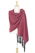 Cotton rebozo shawl, 'Rose Diamond Night' - Cotton Rebozo Shawl Handwoven with Pink and Black Diamonds