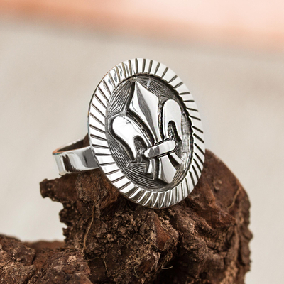 Men's sterling silver ring, 'Majestic Fleur-de-Lis' - Sterling Silver 925 Men's Fleur-de-Lis Ring from Mexico