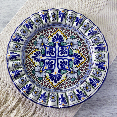 Talavera ceramic platter, Floral Duchess