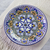 Keramische Essteller, 'Sonnenschein-Kaleidoskop' (Paar) - Mexikanische Teller mit blauen Blumen im Talavera-Stil (Paar)