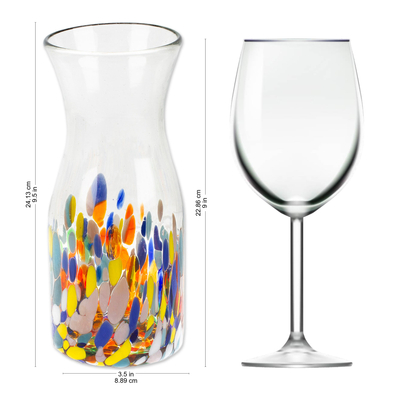 Curated gift box, 'Colorful' - Host Gift Box with 2 Glasses-Carafe-Basket-from Mexico