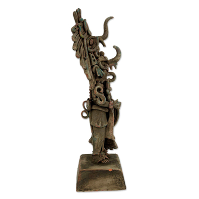 Ceramic statuette, 'Maya Lord Chaac' - Maya God of Rain Ceramic Statuette Crafted by Hand