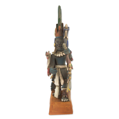 Ceramic sculpture, 'Huitzilopochtli' (10 inch) - Mexican Aztec War God 10-in Archaeological Ceramic Sculpture
