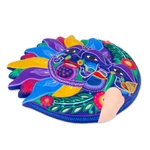 Ceramic wall adornment, 'Joyful Eclipse' - Sun and Moon Handmade Mexican Ceramic Wall Adornment