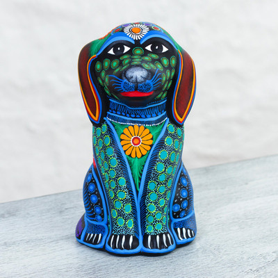 Ceramic decorative accent, 'Batik Dog' - Artisan Signed Ceramic Batik Dog Decorative Accent