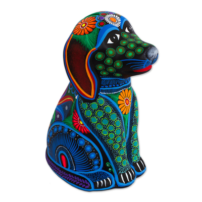 Ceramic decorative accent, 'Batik Dog' - Artisan Signed Ceramic Batik Dog Decorative Accent