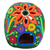 Escultura de cerámica - Escultura floral de cerámica del cráneo del Día de los Muertos de México