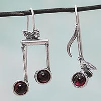 Featured review for Garnet drop earrings, Bird Melodies