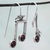 Granat-Tropfenohrringe - Ohrringe aus Sterlingsilber mit Vögeln auf Musiknoten und Granat