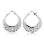 Sterling silver hoop earrings, 'Rustic Elegance' - Hand Crafted Sterling Silver Hammered Hoop Earrings
