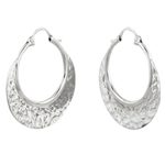 Sterling silver hoop earrings, 'Rustic Elegance' - Hand Crafted Sterling Silver Hammered Hoop Earrings