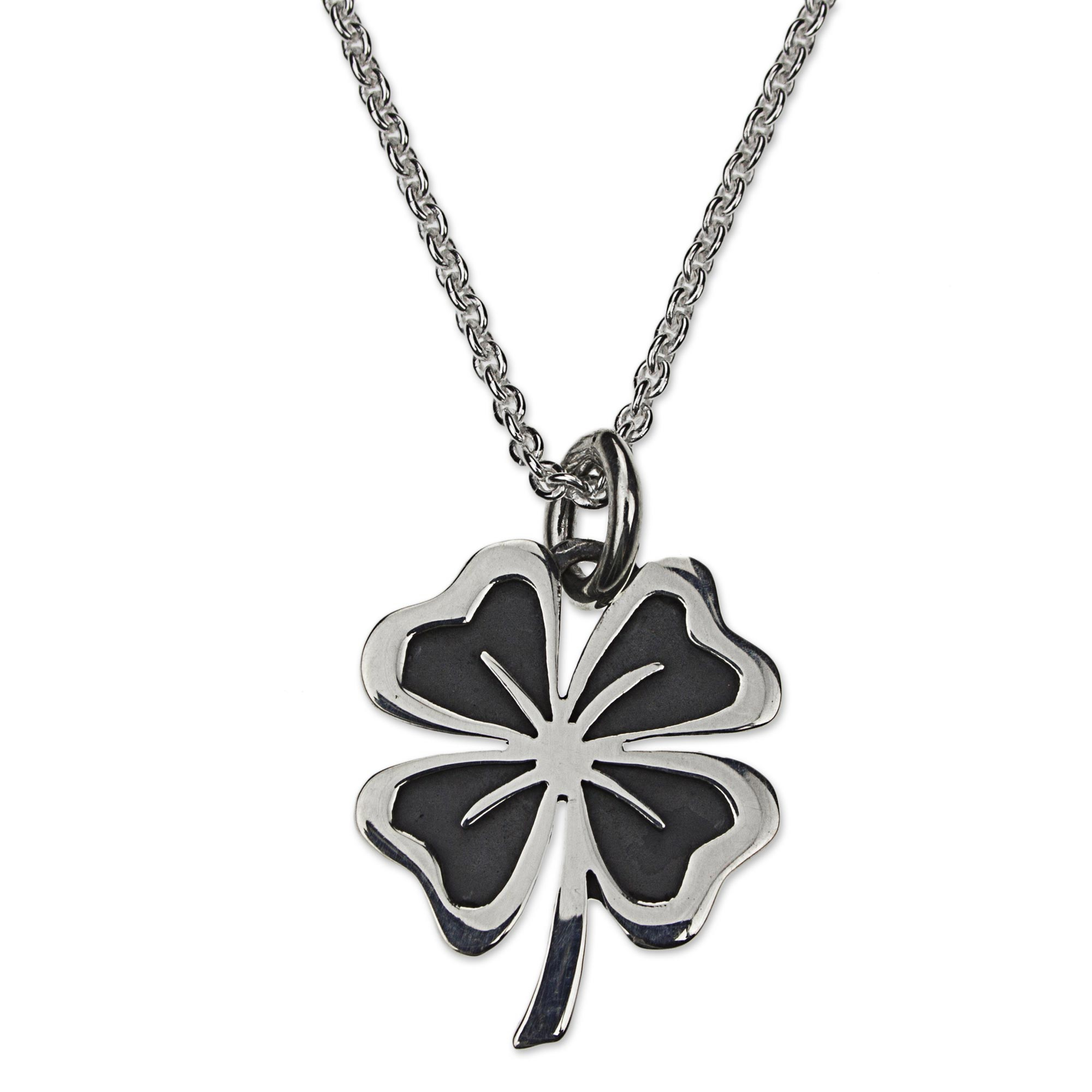 Sterling Silver Clover Pendant Necklace from Mexico - Suave Clover | NOVICA