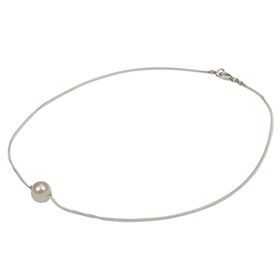 collar con colgante de perlas cultivadas de agua dulce - Collar con colgante de plata de ley y perlas cultivadas