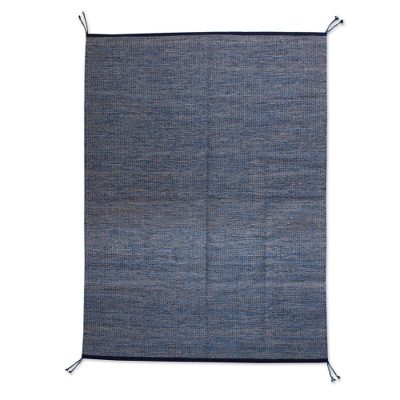 Wool area rug, 'Blue Night' (6.5x5) - Artisan Crafted Zapotec 100% Wool Area Rug from Mexico