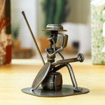 Auto part sculpture, 'Quixote Reads Cervantes' - Eco Friendly Spark Plug Don Quixote Sculpture from Mexico