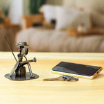 Auto part sculpture, 'Quixote Reads Cervantes' - Eco Friendly Spark Plug Don Quixote Sculpture from Mexico