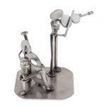 Upcycled auto part sculpture, 'Cello and Violin Duet' - Musician Sculpture of Recycled Spark Plugs and Metal