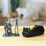 Upcycled auto part sculpture, 'Cello and Violin Duet' - Musician Sculpture of Recycled Spark Plugs and Metal