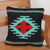 Zapotec wool cushion cover, 'Red Oaxaca Star' - Zapotec Handwoven Geometric Motif Navy Wool Cushion Cover (image 2) thumbail