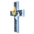 Glass mosaic cross, 'Divine Protection' - Upcycled Glass Mosaic Wall Cross with Sun and Moon