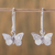 Sterling silver dangle earrings, 'Perfect Monarch' - Fair Trade Taxco Silver Butterfly Dangle Earrings (image 2) thumbail