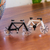 Miniaturas de vidrio de arte, (par) - Juego de dos bicicletas en miniatura de vidrio artístico de 3 pulgadas de México