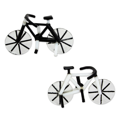 Set of Two 3-inch Art Glass Bicycle Miniatures from Mexico