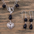 Agate jewelry set, 'Agape Love' - Black Agate Handcrafted Sterling Silver Heart Jewelry Set thumbail