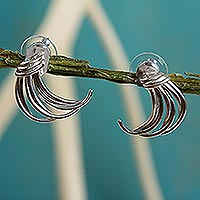 Sterling silver drop earrings, 'Comet of Legend' - Modern Mexican Sterling Silver Drop Earrings
