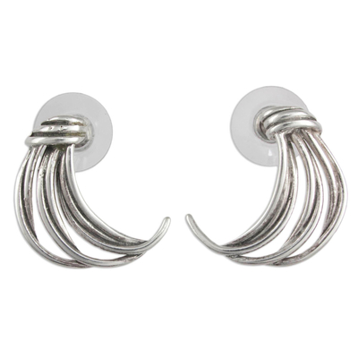 Sterling silver drop earrings, 'Comet of Legend' - Modern Mexican Sterling Silver Drop Earrings