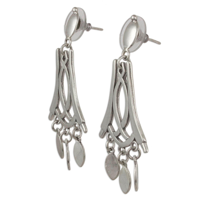 Sterling silver chandelier earrings, 'Castillo de Miravalle' - Signed Handcrafted Mexican Silver Chandelier Earrings