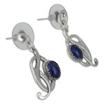 Lapis lazuli dangle earrings, 'Art Nouveau' - Handcrafted Lapis Lazuli and Sterling Silver Earrings