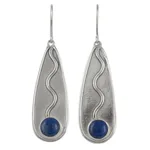 Lapis lazuli dangle earrings, 'River Flow' - Sterling Silver Handcrafted Earrings with Lapis Lazuli