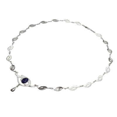 Lapis lazuli pendant necklace, 'Art Nouveau' - Lapis Lazuli and Sterling Silver Handcrafted Necklace