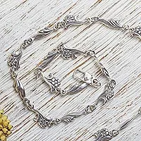 Sterling silver chain necklace, Petite Floral Garland