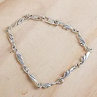 Sterling silver link bracelet, 'Petite Garland' - Sterling Silver Artisan Crafted Link Bracelet from Mexico