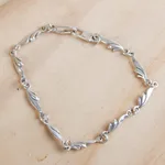 Sterling silver link bracelet, 'Petite Garland' - Sterling Silver Artisan Crafted Link Bracelet from Mexico