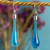 Dichroic art glass dangle earrings, 'Sweet Azure Raindrop' - Handcrafted Blue Dichroic Art Glass Earrings with Silver 925 thumbail