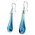 Dichroic art glass dangle earrings, 'Sweet Azure Raindrop' - Handcrafted Blue Dichroic Art Glass Earrings with Silver 925 (image 2c) thumbail