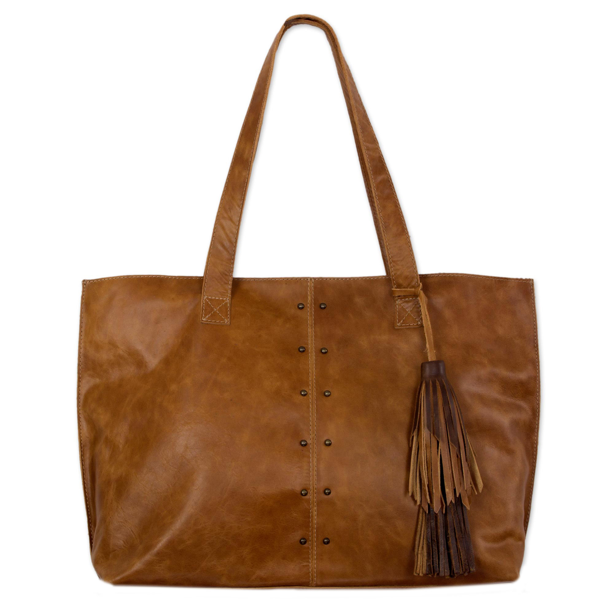 Roomy Chestnut Brown Artisan Crafted Leather Shoulder Bag - Capacious ...