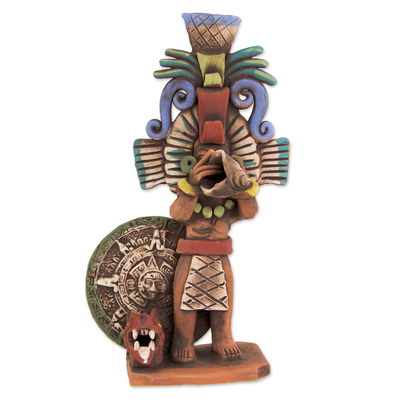 Aztec Archaeology Signed Artisan Crafted Ceramic Sculpture