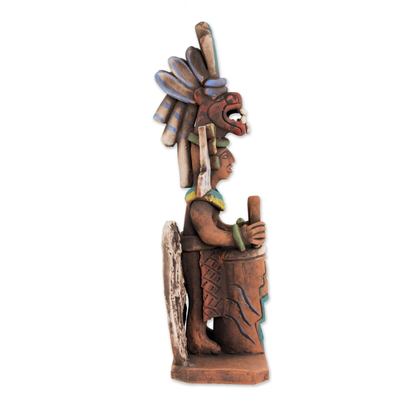 Ceramic sculpture, 'Aztec Drummer' - Mexico Archaeology Ceramic Aztec Drummer Sculpture