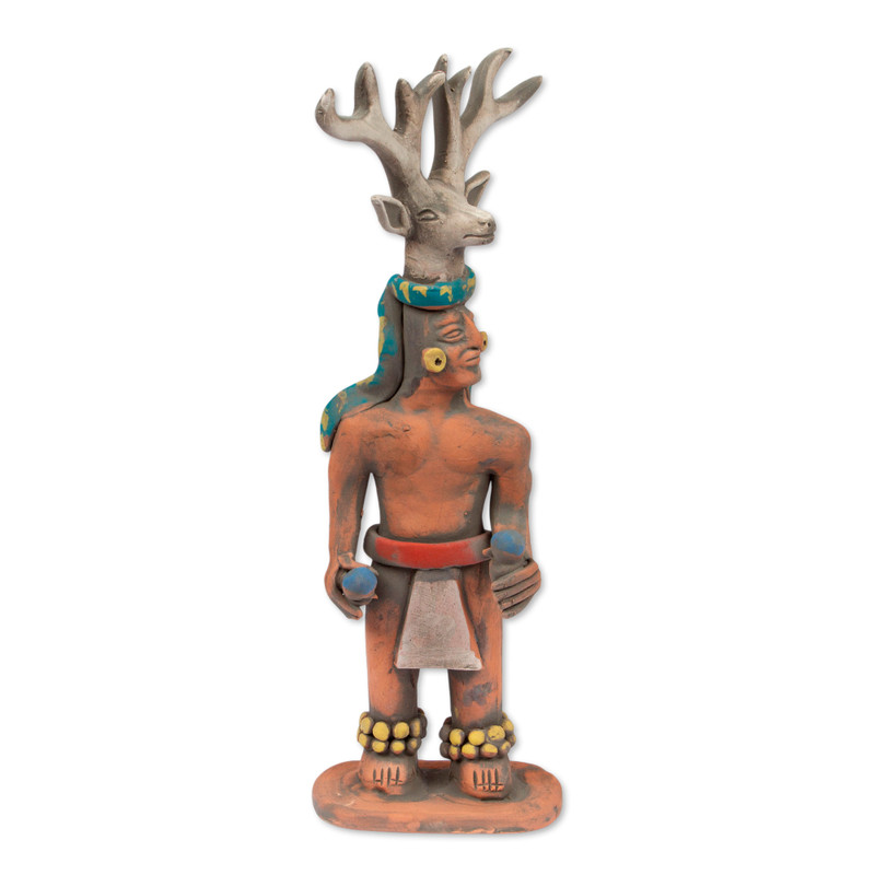 Yaqui Deer Dancer Ceramic Sculpture from Mexico - Yaqui