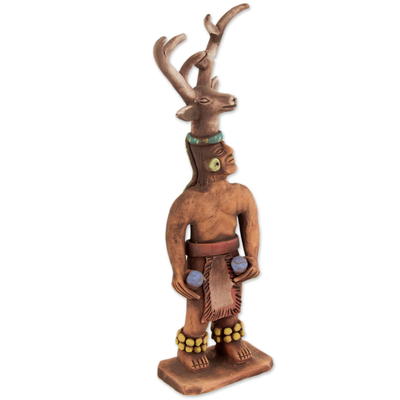 Keramikskulptur - Yaqui Deer Dancer Keramikskulptur aus Mexiko