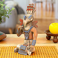 Ceramic sculpture, 'Maya Birdman from Palenque'