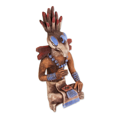 Escultura de cerámica - Réplica de arqueología maya palenque escultura de cerámica del hombre pájaro